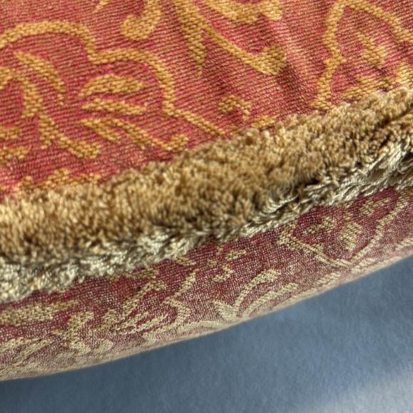 Restoration Hardware rust and mustard damask chenille throw pillow - Picture 6 of 7